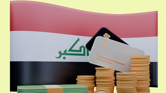 3D render illustration of Iraq flag and currency called Dinar