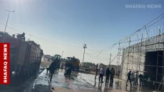 كركوك.. حريق كبير يلتهم مخزناً والتحقيق يجري مع عمال سوريين