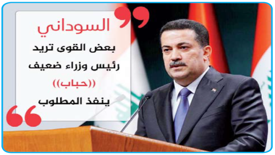 ذلك “يثير الاستغراب إزاء مثل هذه التوجهات وصلنا إلى مرحلة جمود”..السوداني: بعض القوى تريد رئيس وزراء ضعيف (وحباب )ينفذ المطلوب