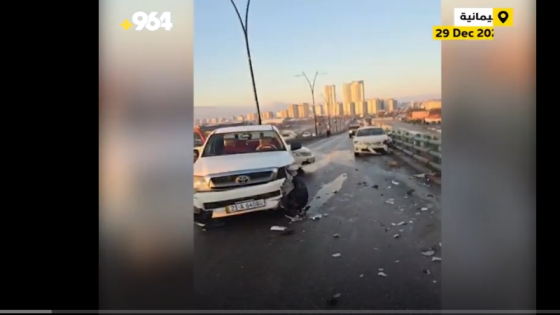 12 سيارة تضررت بحادثين مروريين ..طابور سيارات متصادمة في السليمانية بسبب الجليد