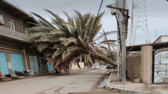 رياح عاتية تضرب الأنبار وتسقط أعمدة الكهرباء في الفلوجة وحديثة