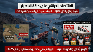 هرمز يُغلق والخزينة تنزف ..الرواتب في خطر والأسعار ترتفع 25%.. الاقتصاد العراقي على حافة الانهيار