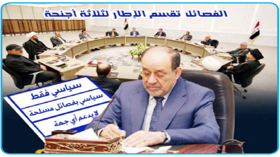 الفصائل المسلحة تقسّم الإطار لثلاثة أجنحة الأول سياسي فقط والثاني سياسي  بفصائل مسلحة غيرمعروفة، والثالث لا يمتلك ولا يدعم أي جهة مسلحة”.