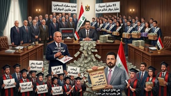 أموال العراق السائبة.. كيف يبتلع التمديد لـ”سفراء السبعين” ملايين الدولارات وسط صمت “السوداني” وتجاوزات “فؤاد حسين”؟