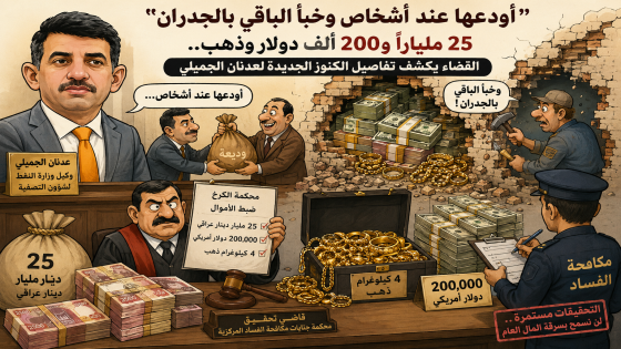 أودعها عند أشخاص وخبأ الباقي بالجدران”..25ملياراً و200 ألف دولار وذهب.. القضاء يكشف تفاصيل الكنوز الجديدة لعدنان الجميلي