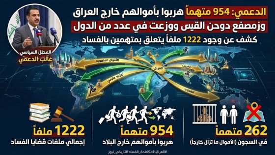 الدعمي: 954 متهماً هربوا بأموالهم خارج العراق ووزعت في عدد من الدول” مع وجود “1222 ملفاً يتعلق بمتهمين بالفساد