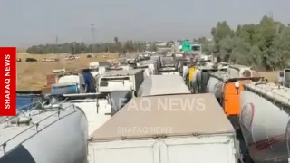 سائقو شاحنات يغلقون طريقا حيوياً في كركوك وفلاحو الأنبار والمثنى يتظاهرون