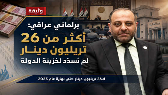 برلماني عراقي: أكثر من 26 تريليون دينار لم تُسدَّد لخزينة الدولة