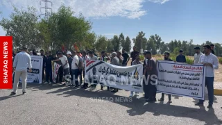 خريجو التخصصات النفطية يحتجون أمام شركة نفط الشمال في كركوك