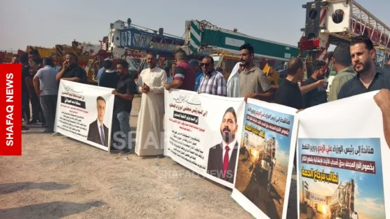البصرة.. أصحاب الآليات الثقيلة يحتجون على قطع الوقود ويحذرون من توقف المشاريع