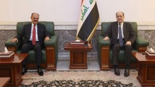 رئيس ائتلاف دولة القانون السيد نوري المالكي يستقبل رئيس اتحاد الصحفيين العرب مؤيد اللامي